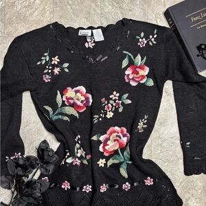 Chico's Black Floral Women's Sweater